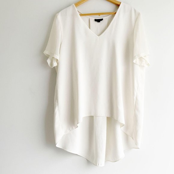 Top Shop Tops - Top Shop Cream V-neck Hi-Lo Blouse